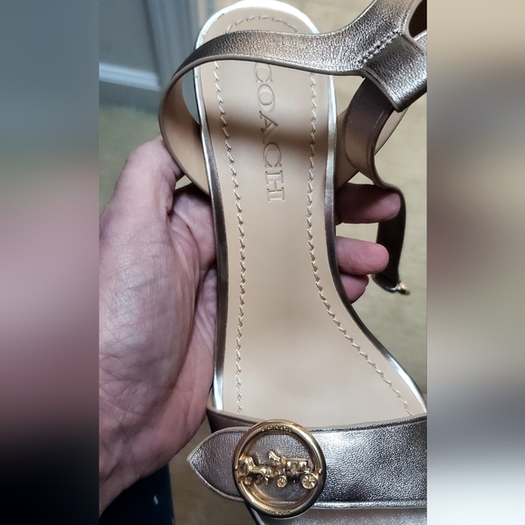 NIB Coach Gold high heeled Sandals - Picture 6 of 10